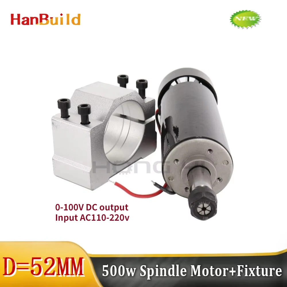 Top 500W ER11 Collet 52MM Diameter DC 0-100 CNC Carving Milling Air Cold Spindle Motor For Engraving Runout Less Than 0.01MM
