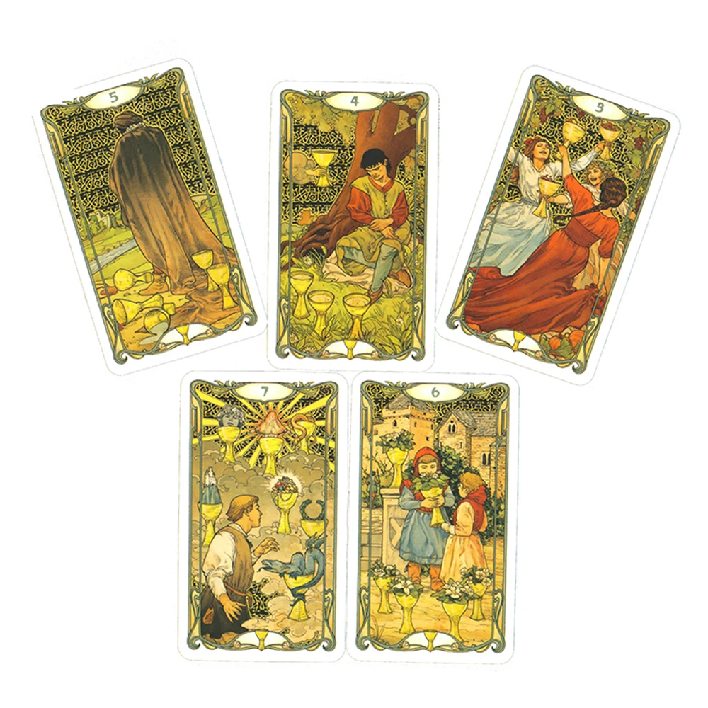 Golden Art Divination Tarot Cards for Beginners English French Spanish Italian French Portuguese