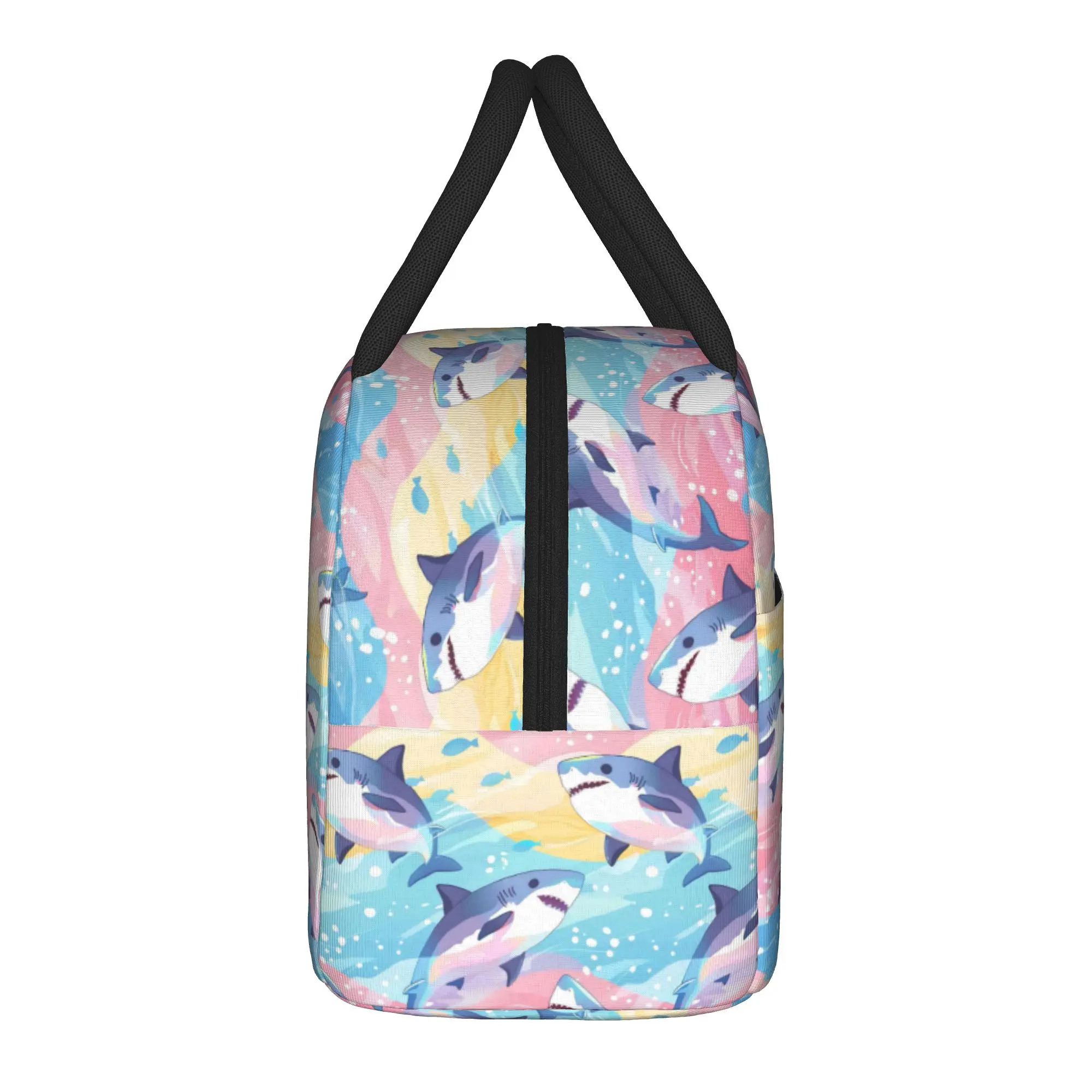Colorful Shark Insulated Lunch Bag Thermal Bag Reusable,Meal Container  Large Tote Lunch Box Girl Boy School  Picnic