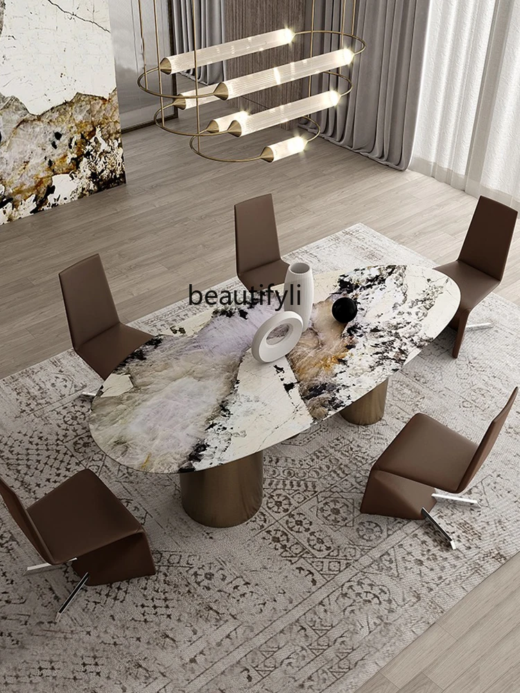 Oval Dining Table Imported Luxury Stone Original Italian Natural Marble Dining-Table