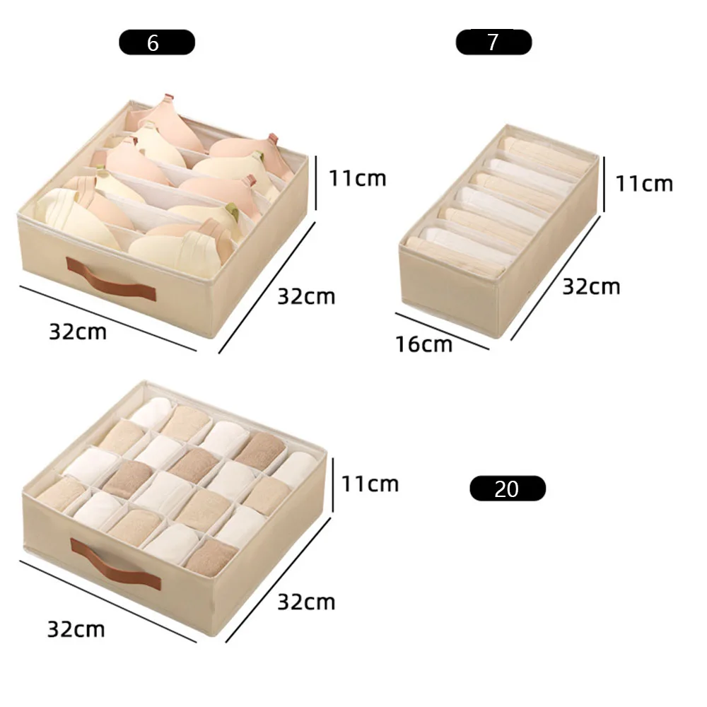 1Pc Foldable Drawer Organizer Stackable Fabric Storage Bin Socks Bras Underwear Accessories Closet Organizers Storage view 4