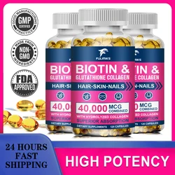 Hydrolyzed Collagen 500mg Glutathione 4000mcg Biotin & Vitamin A D B6 B12 Capsule Nutritional Supplement