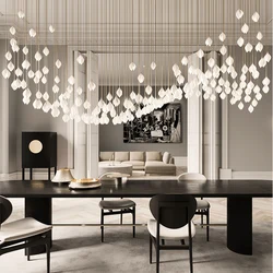 Cerâmica Petal Hanging Chandelier, Lâmpada pingente para o Hotel Lobby Loft Escadas e Restaurante, Sala e Quarto, Cabeceira, 2024