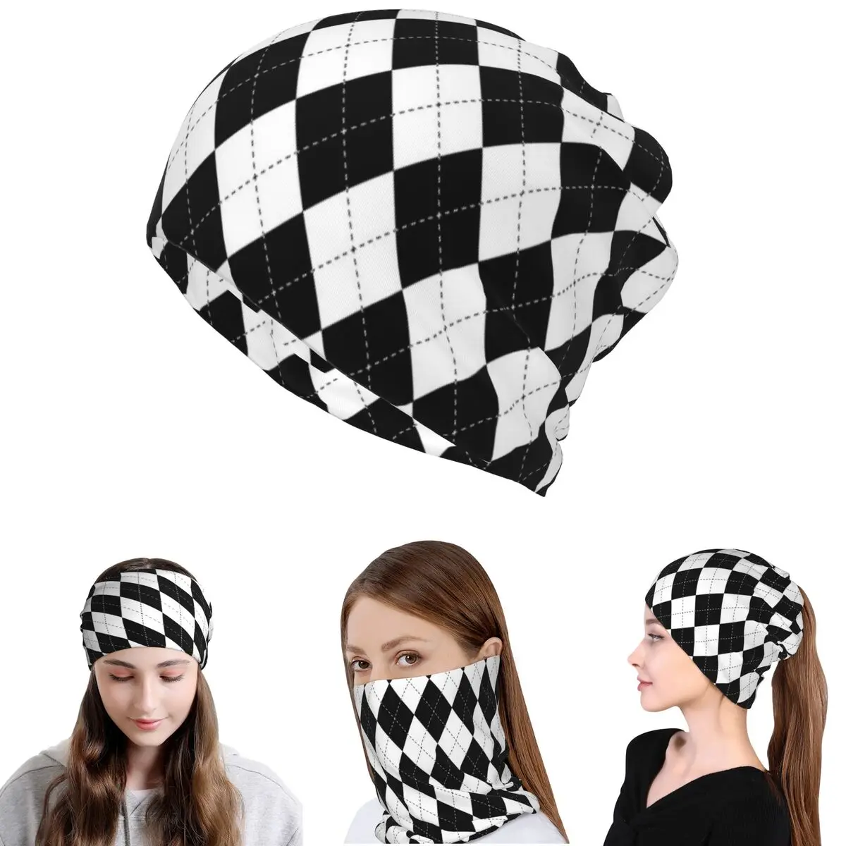 

Diamond Shaped Geometric Pattern Bandana Neck Gaiter Mask Scarf Warm Face Mask Beanies Hat Unisex Adult Breathable