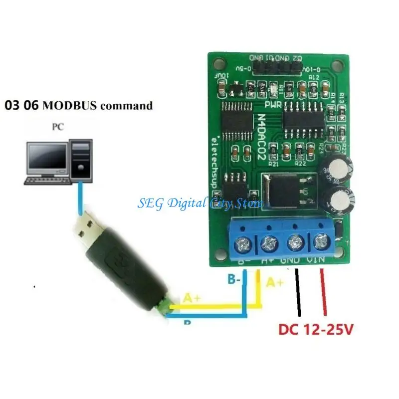 

U75B RS485 Analog Converter Modbus RTU Board 2-Channel Generat
