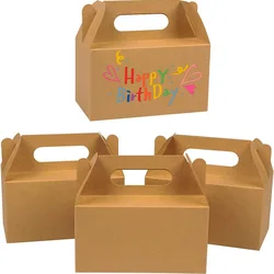 12Pcs Gable Gift Boxes With Handles for Birthday Baby Shower Packaging Party Favor Treat Candy Cookie Boxes Lunch Boxes