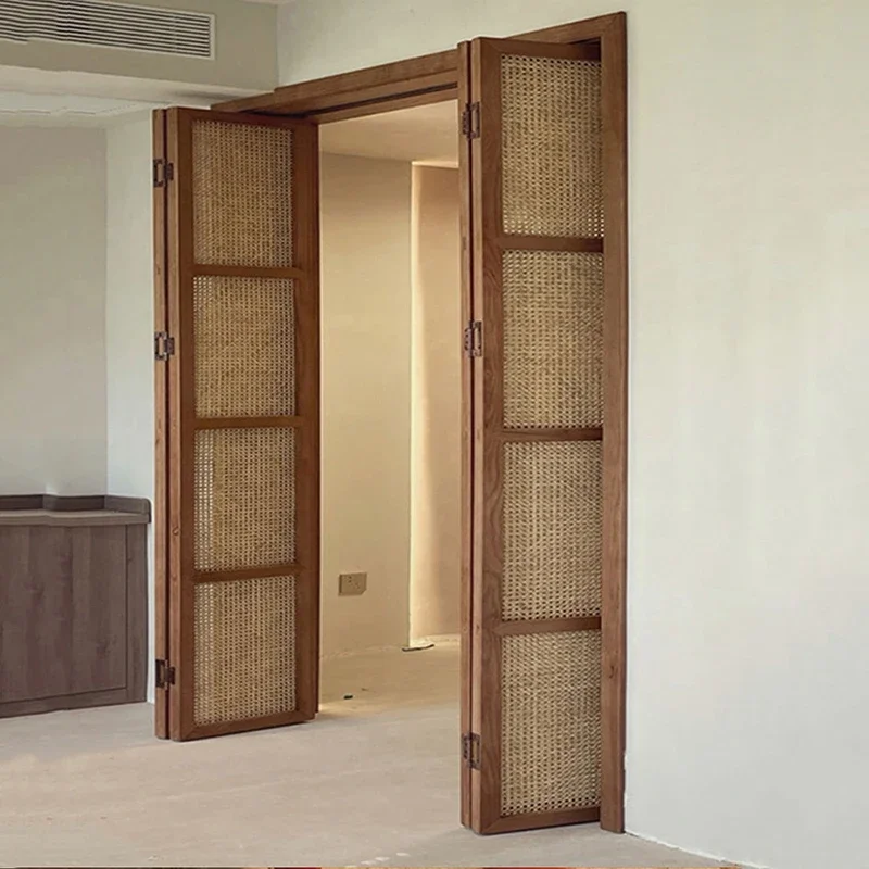 Puerta moderna japonesa personalizable, armario Interior plegable de ratán, puertas correderas para dormitorio, Puerta Correderas, muebles para el hogar