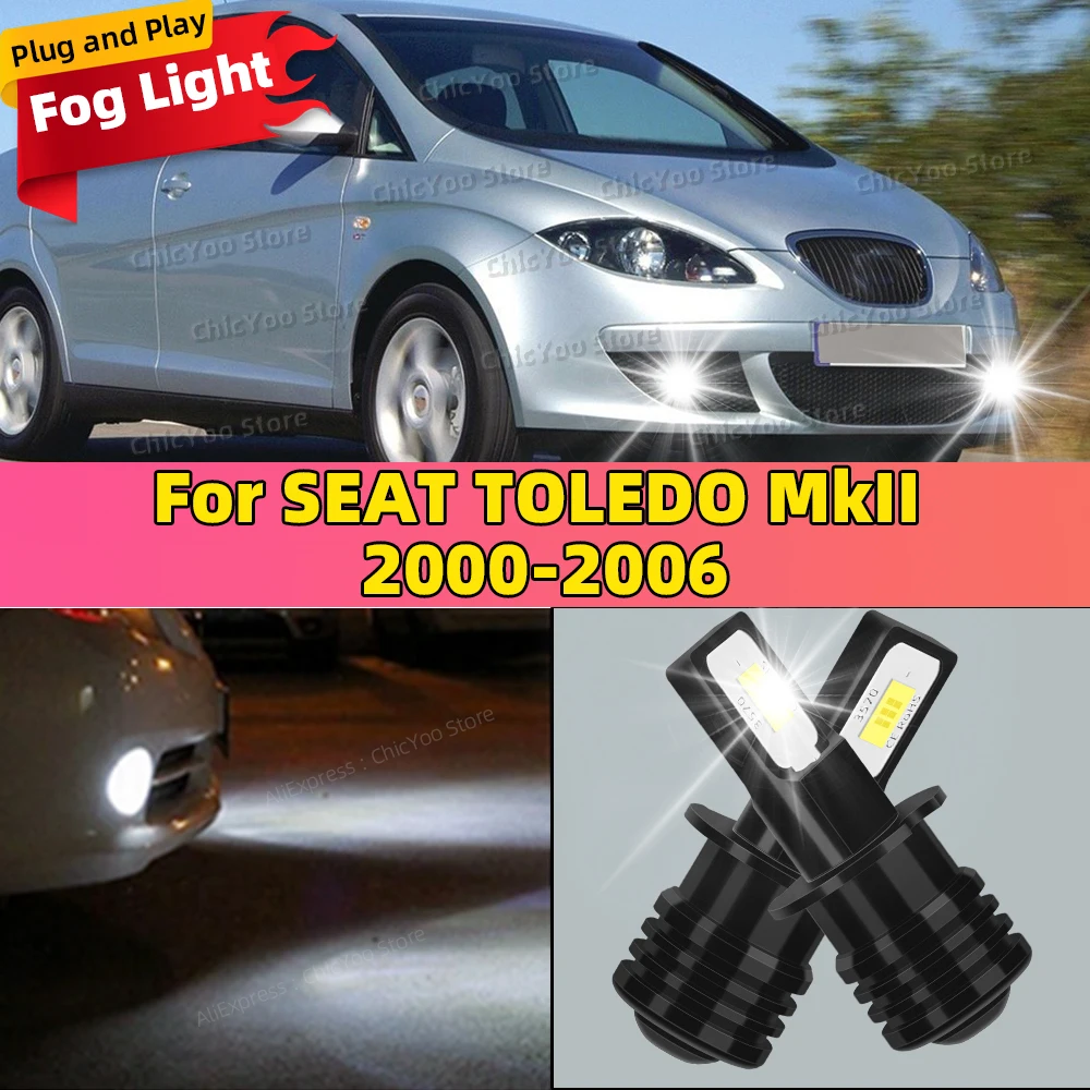 

2PCS 20000LM Car LED Fog Light Bulb For SEAT TOLEDO MkII 2000 2001 2002 2003 2004 2005 2006 Replace 6000K Auto Fog Lamp