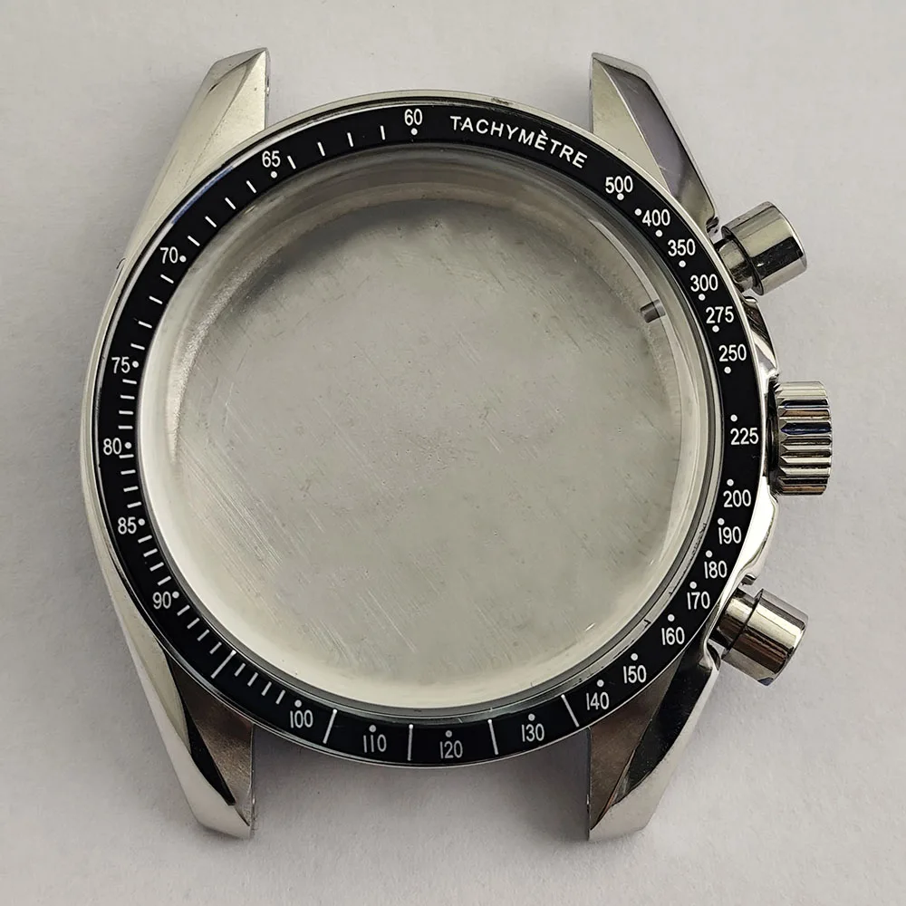 ساعة VK63 هيكل أسود/فضي 39.7 ملم حافظة من الفولاذ المقاوم للصدأ مناسبة لعلبة حركة VK63vk63A حزام 20 ملم