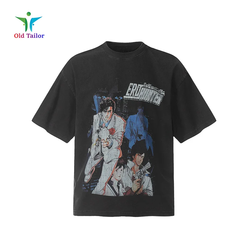 

Y2k New High Street ERD Anime Vintage Loose Short Sleeve T-shirt High Quality Summer Tops Tee Washed Printed Mens Womens T-shirt