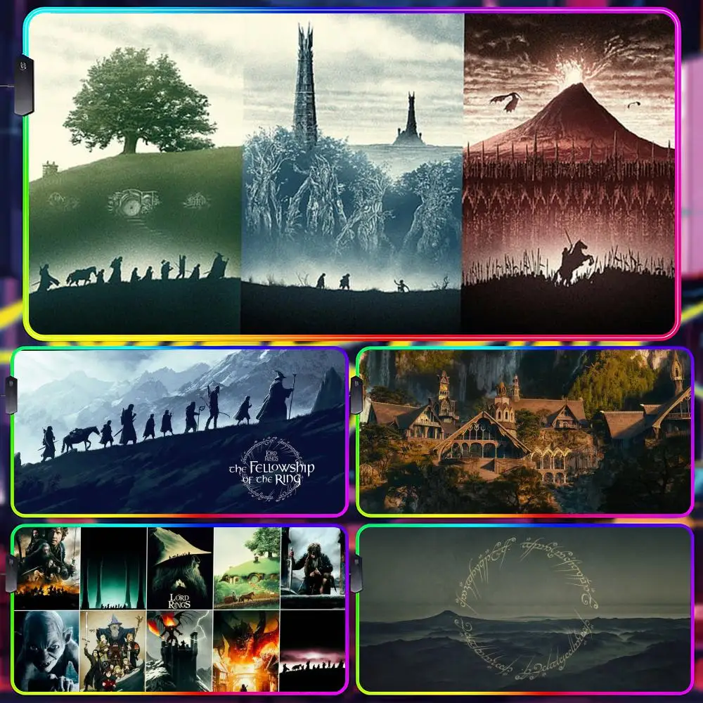 

Коврик для мыши Movie Rings Of The Lords, геймерский люминесцентный светодиодный коврик для мыши, игровой стол, RGB настольный коврик, клавиатура, коврик для ПК, коврик для мыши
