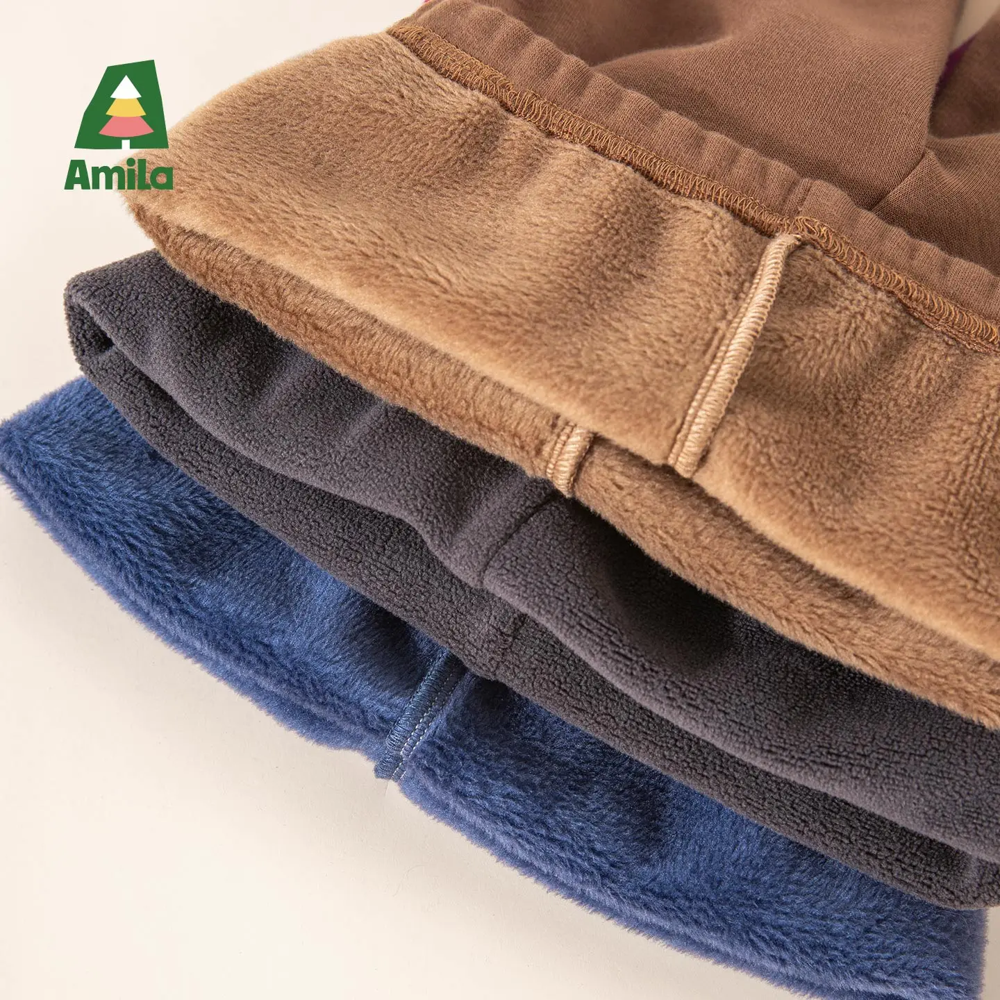 Amila 2026 Kids Winter Children's Thick Velvet Bottom Pants Available In Multiple Colors, Slim Fit, Embroidered Decoration