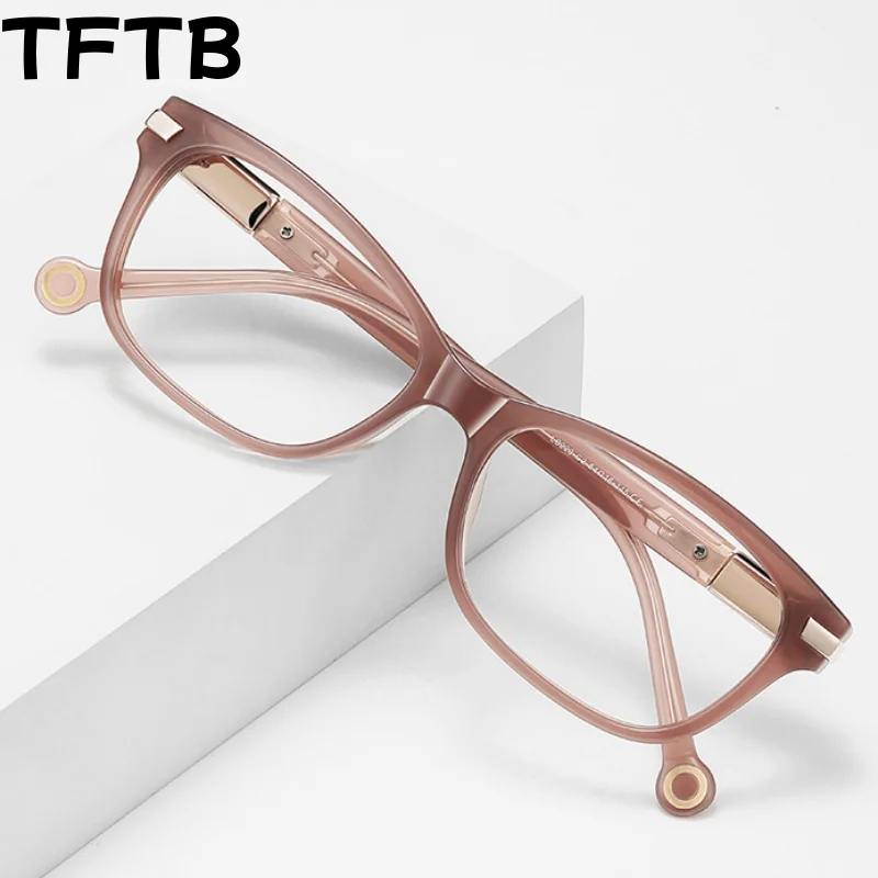 

TFTB Retro Oval Cat Eye Women's Glasses Ultra Light TR90 Spring Leg Design Fashion Temperament Elegant Eyeglasses Frame LS220