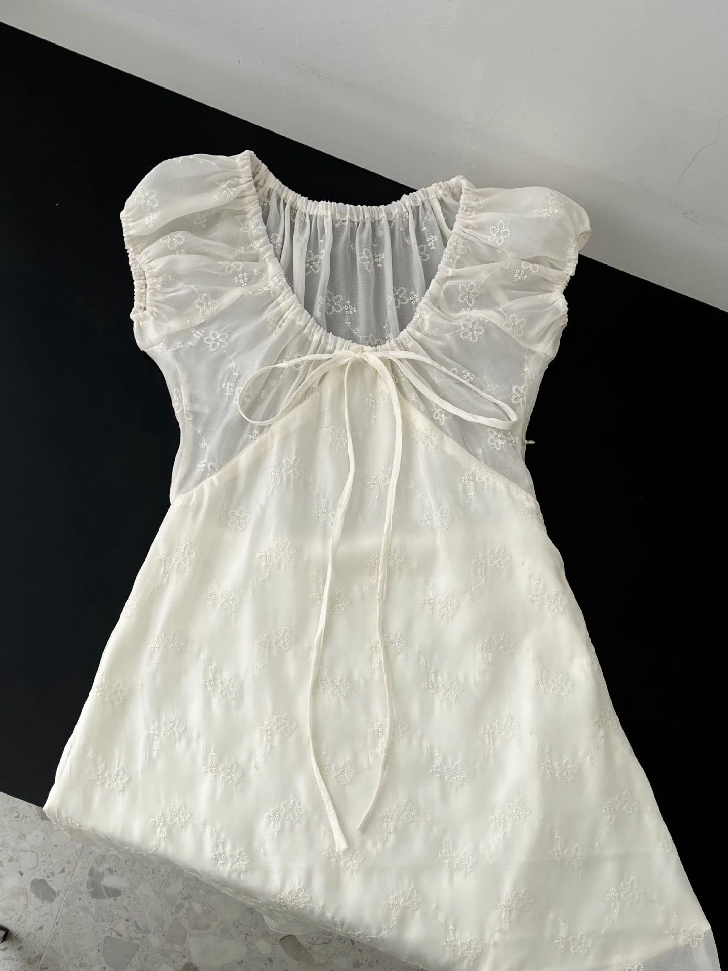 Été nouveau doux Sle brodé Dr avec nœud papillon t-shirt dimensionnel doux imprimé fleuri femmes taille haute a-ligne jupe