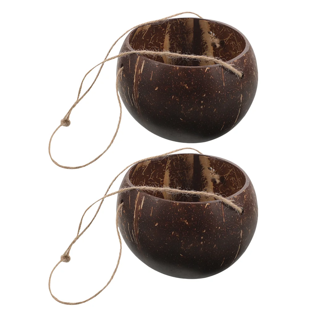 2 Pcs Coconut Shell Flowerpot Hanging Baskets for Plants Outdoor Wall Pots Decorative Balcony Planter Holder Container