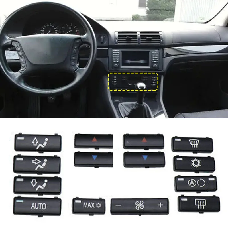 

For BMW 5 Series E39 X5 E53 Car Control Air Conditioning Switch Button Covers Air Conditioner Button Accessory Replacement 14PCS