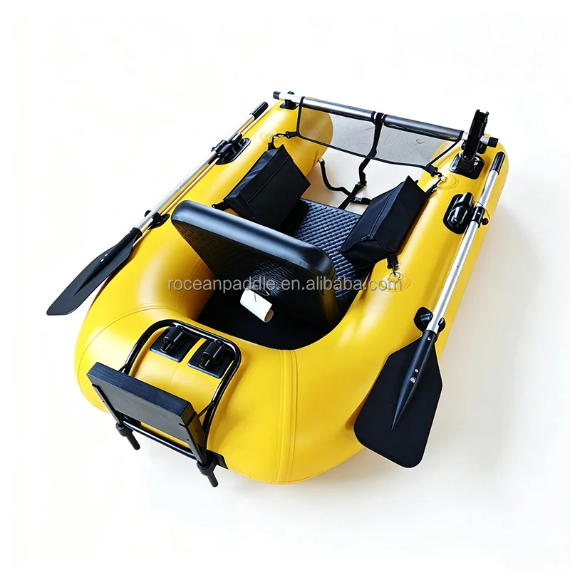 PVC Inflatable Belly Boat One Person Fishing Float Tube With Seat Oars Fish Rod Holder