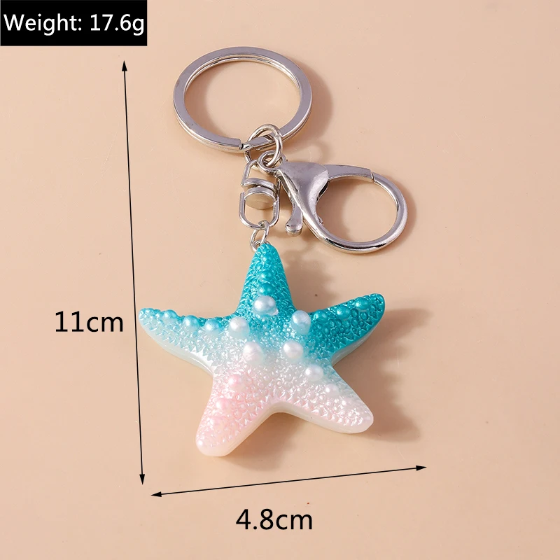 Niedliche handgefertigte Perlen-Schlüsselanhänger, Sommer-Strand-Sternfisch-Muschel-Anhänger, Schlüsselringe für Damen und Herren, Autoschlüssel, Handtaschen-Schlüsselanhänger, DIY-Geschenke – Detail 40