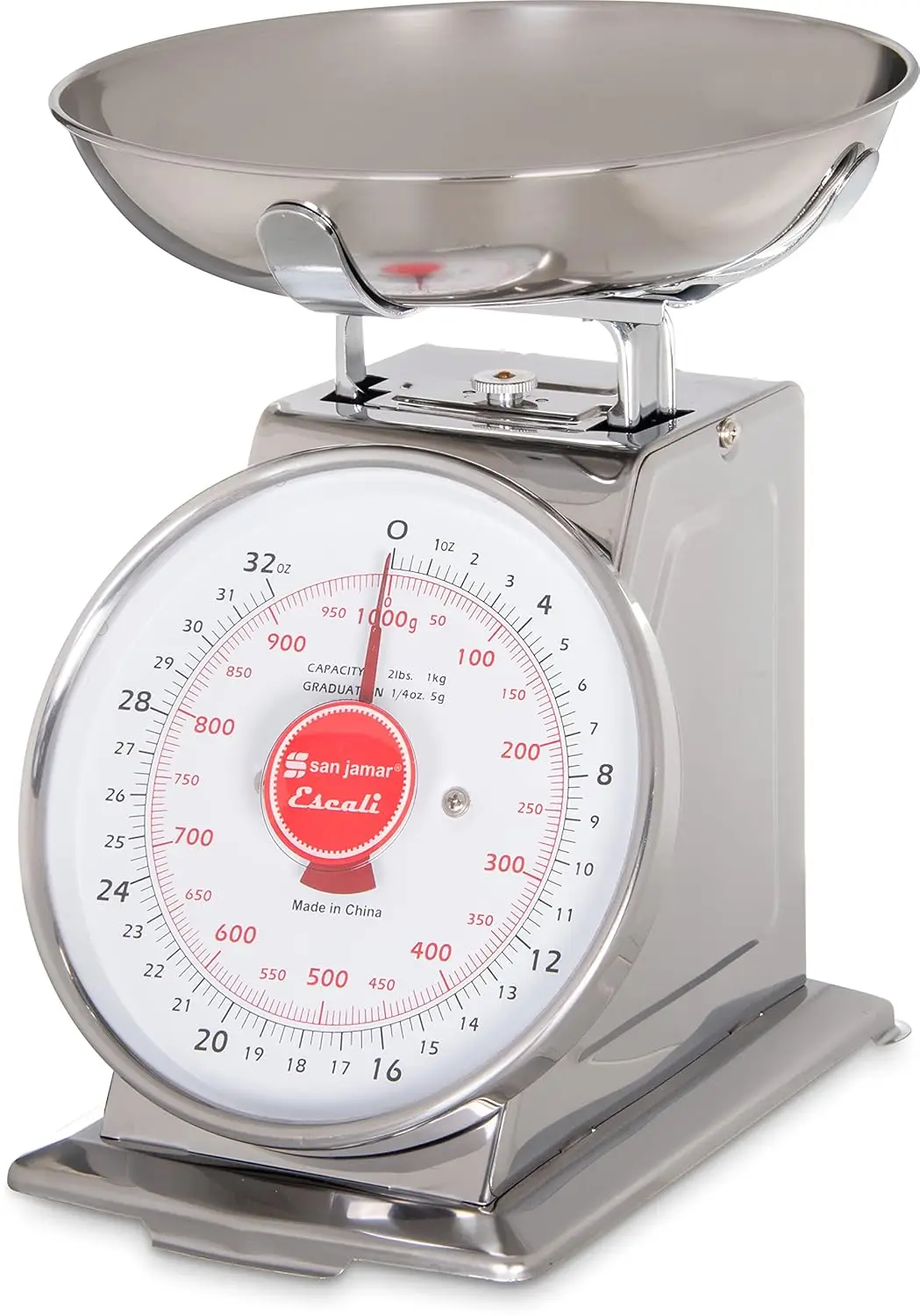 

Mechanical Dial Kitchen Scale with Bowl, 2 lb Capacity, Silver Metal for Accurate Portioning