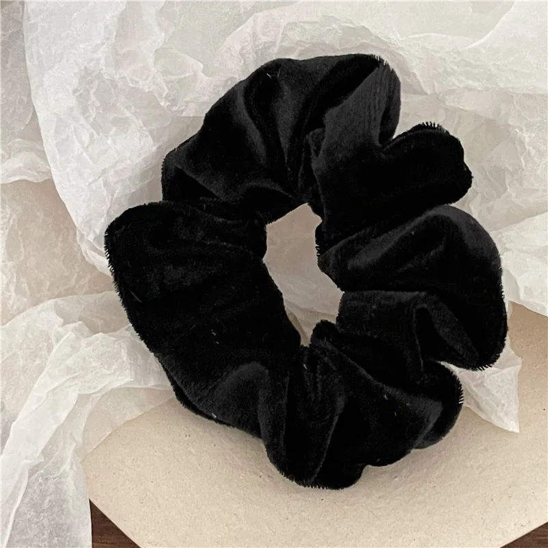 Elegance Retro Gold Velvet Pleated Large Intestine Ring Hair Band Cloth Headdress Flower Ponytail Bun Headband Rubber Band