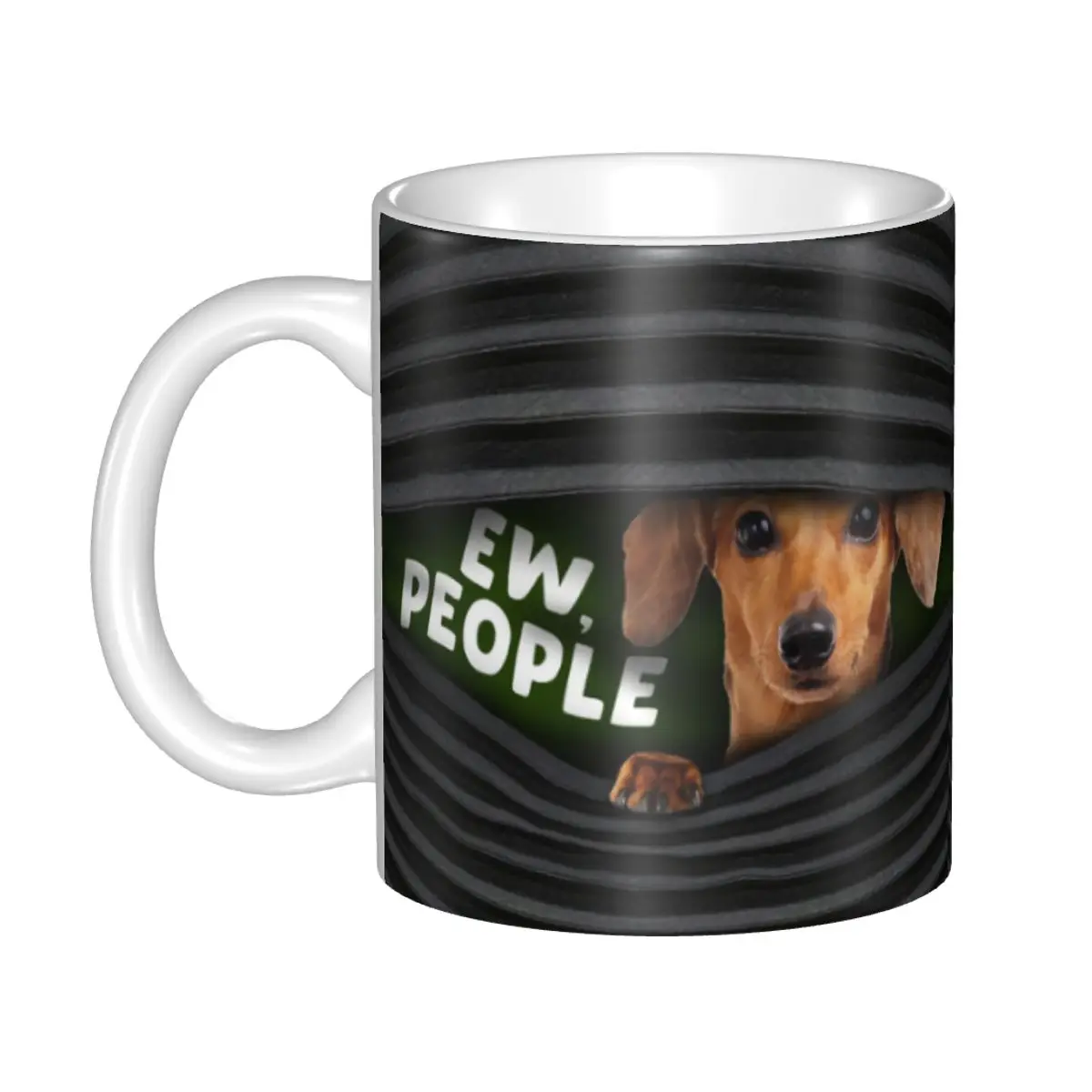 

Custom Dachshund Face Mask Ew People Mug DIY Ceramic Milk Tea Coffee Cups