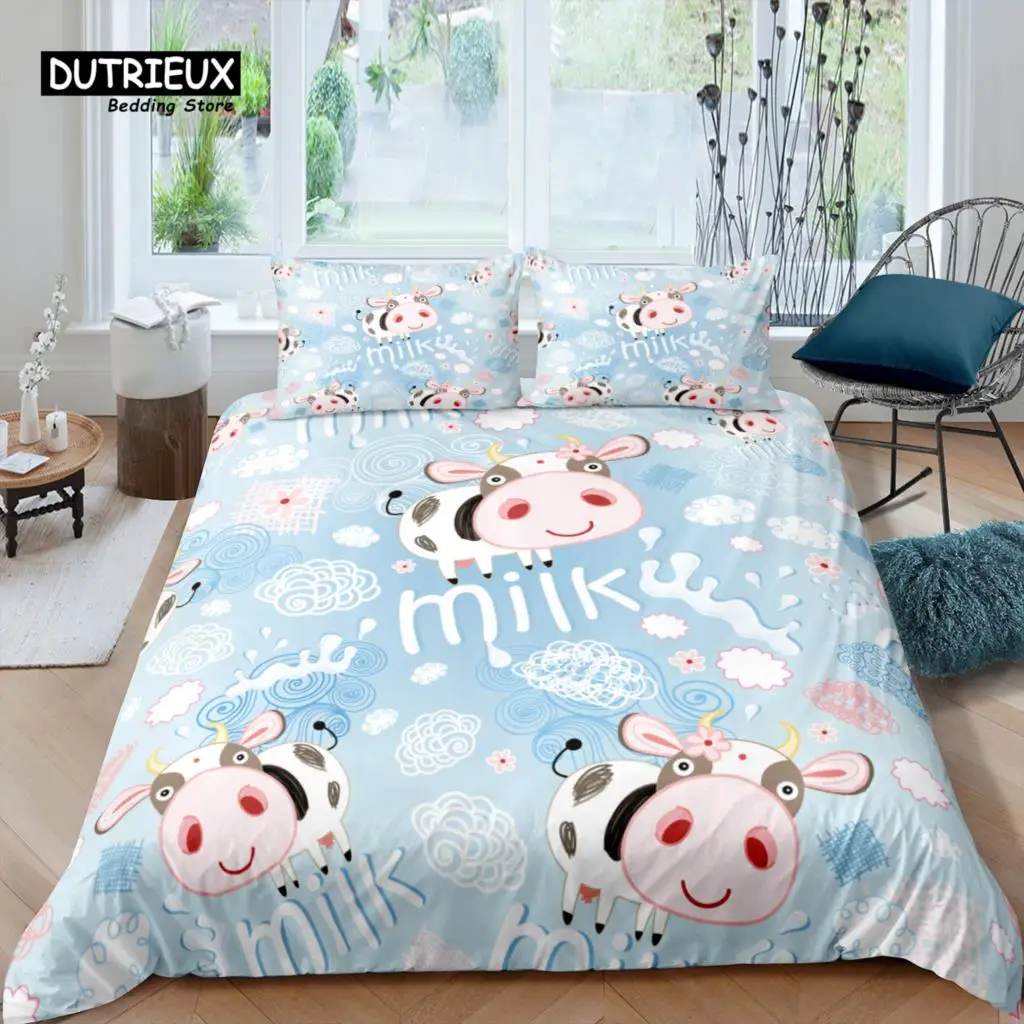 Home Living Luxury 3D Milk Bedding Set Duvet Cover Set Pillowcase Kids Bedding Set Queen and King EU/US/AU/UK Size