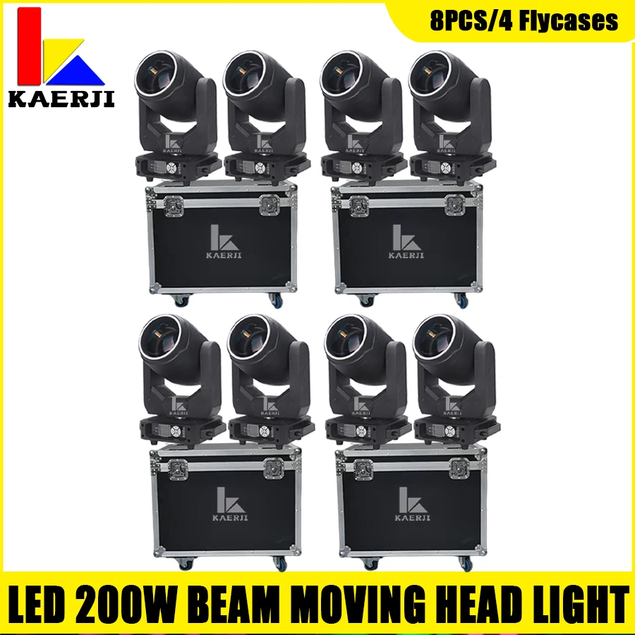 No Tax 4 Flight Cases 8Pcs LED 200W Beam Moving Head Light For DJ Disco Stage Beam light Nightclub Party Show Wedding Chrismas