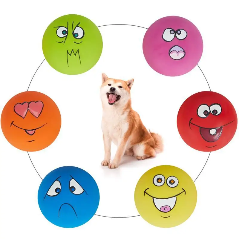 Latex Smiling Face Pet Toys Customized Cat and Dog Teeth Grinding, Cleaning, and Biting Toys Cartoon Voice Expression Toys