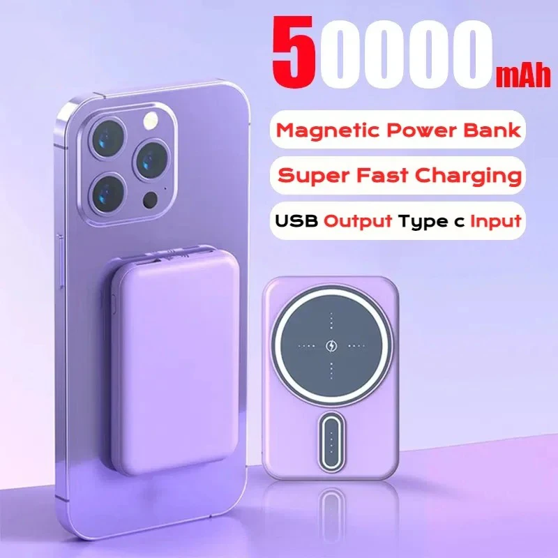 Xiaomi 50000mAh Power Bank Magnetic Wireless Mini Charging Portable Super Fast Charging Suitable For Apple Xiaomi Samsung