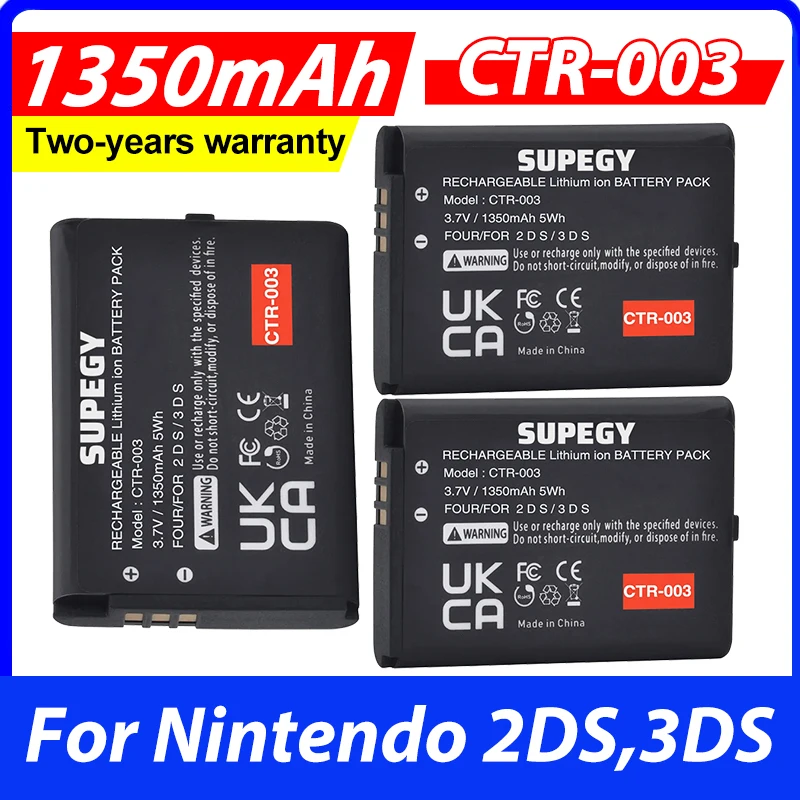 4X 1350mAh CTR 003 CTR-003 Rechargeable Battery Akkus for Nintendo 2DS,3DS 2DS XL CTR-A-AB Wireless Controller