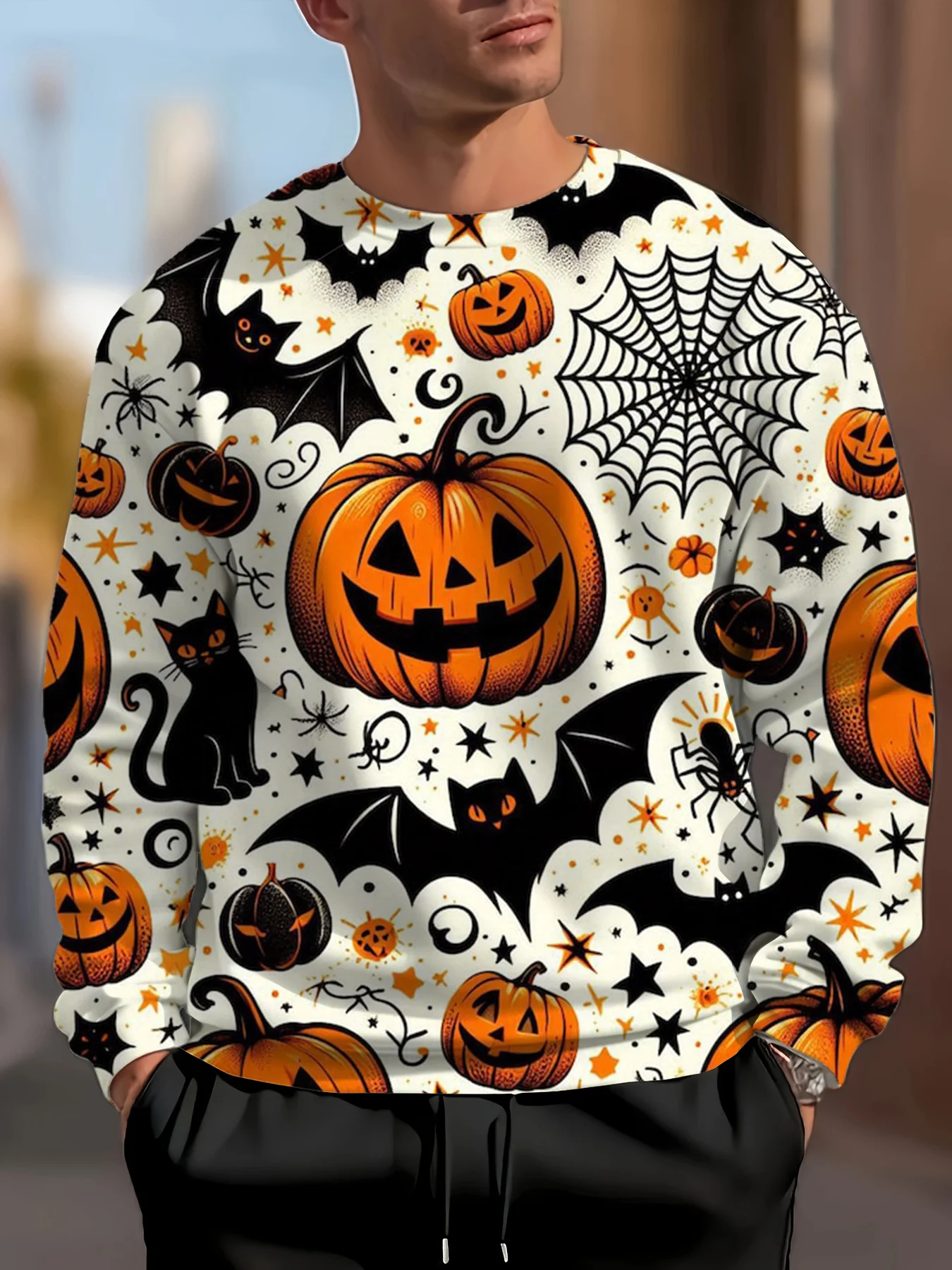 

Men's Pumpkin Graphic Halloween Themen Sweatshirt Autumn Outdoor Casual Round Neck Hoodies Fashion Street Hip Hop Style Pullover