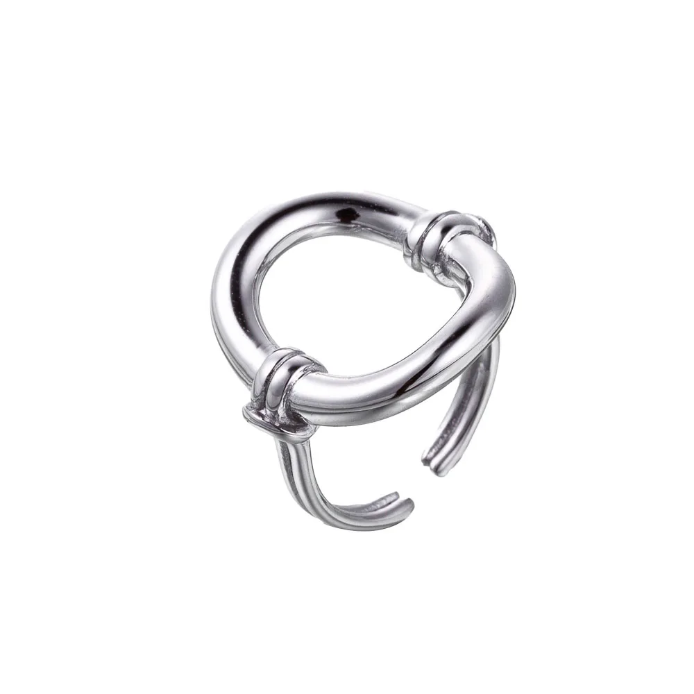 CARLIDANA Stainless Steel Silver Color Open Irregular Circle Finger Rings Titanium Steel Personalized Geometric Open Ring Women