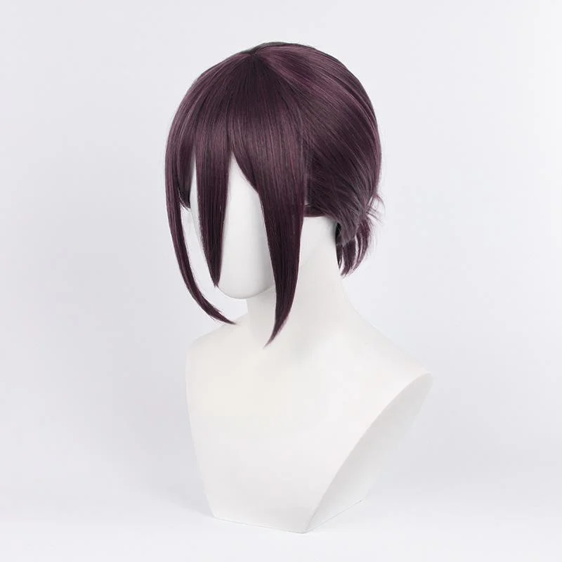 Peruka Cosplay Anime Chainsaw Man Reze dla Dorosłych Kobiet, Ciemnofioletowe Włosy, Syntetyczna, Odporna na Ciepło, Peruki na Halloween, Imprezę Świąteczną, Rekwizyty