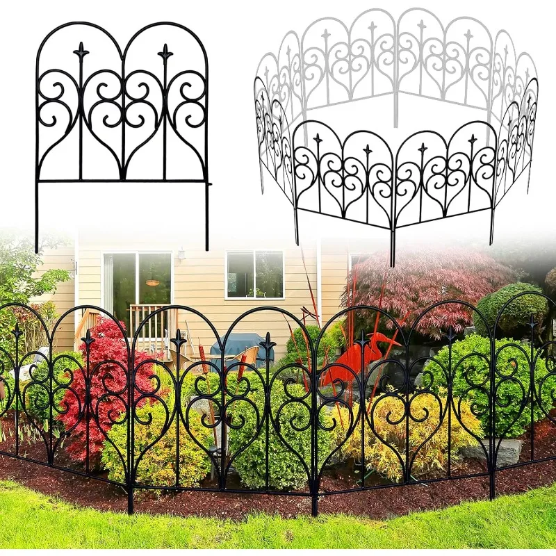 

Decorative Garden Fence 32 in (H) x 20 ft (L) Outdoor Rustproof Metal Dog Pet Fence Animal Barrier, Garden Fencing Panel Border