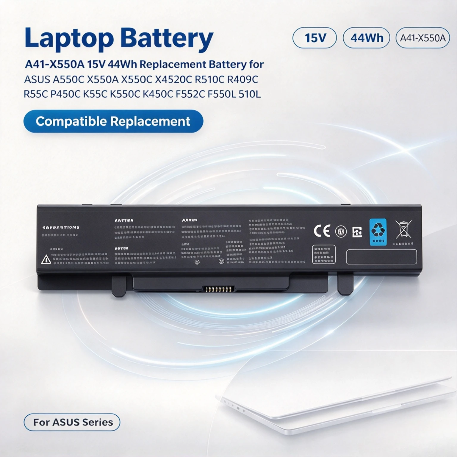 15V 44Wh A41-X550A Laptop Battery for asus A550C X550A X550C X452C R510C R409C P550C P450C K550C K450C F552C F550C K450L R510L