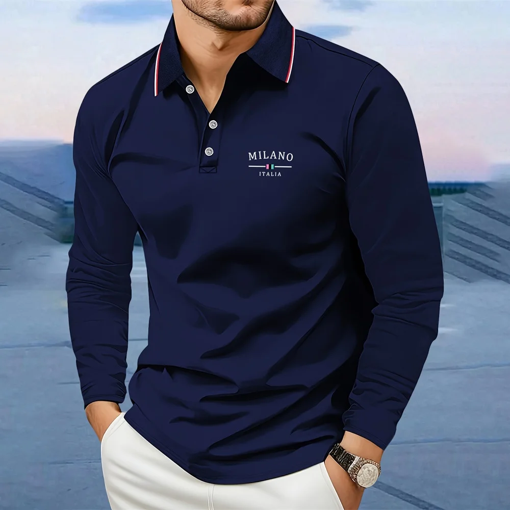 

Spring Autumn Men Clothes Long Sleeve Casual Lapel Polo Shirt Elastic and Suitable for Sports and Casual Wear Golf Polo Shirts