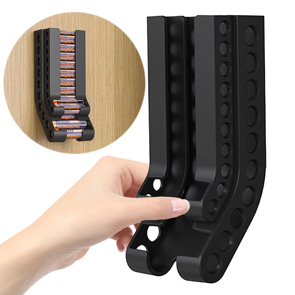 Battery Storage Organizer Wall AA & AAA Combo Small Battery Keeper Battery Container for 10 AAA & 10 AA Batteries Storage