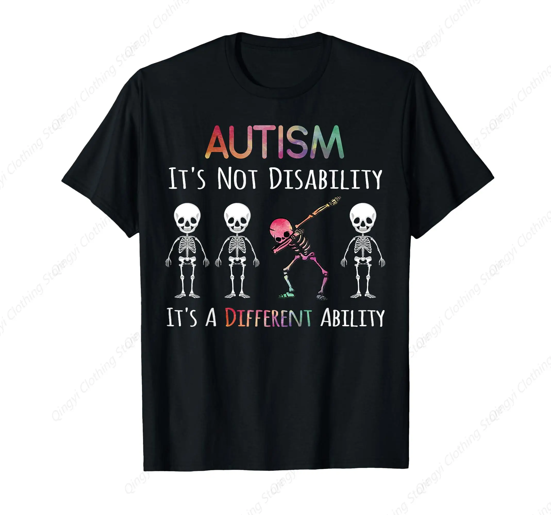 

Autism Awareness Dabbing Skull Autism It's Not A Disability T-Shirt