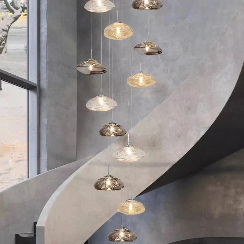 Moderne Treppenhaus-Kronleuchter Pendelleuchten Innenbeleuchtung Deckenlampe Hängeleuchte LED-Kronleuchter für Wohnzimmer Innenbeleuchtung