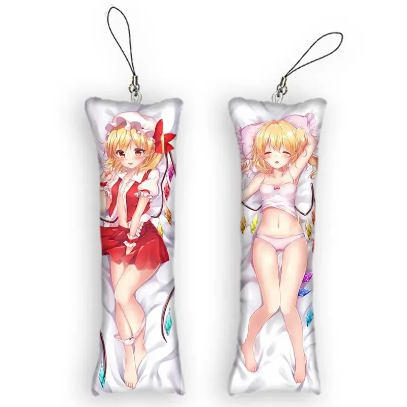 

New Pattern Flandre Scarlet Dakimakura Mini Keychain Cute Anime Touhou Project KeyChain Decor Pendant Otaku Kawaii Bag Pendant