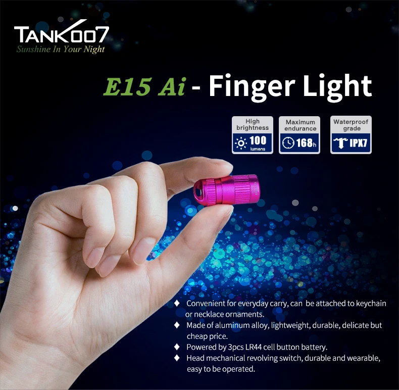 TANK007 E15 AI Outdoor Super Bright LED Flashlight Night Riding Camping Hiking Hunting & Indoor Activities Use