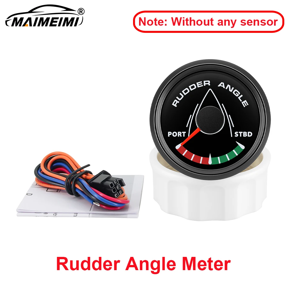 52 MM Roerhoekindicator met 8 kleuren achtergrondverlichting Waterdichte roerpositiemeter met sensor 0-190ohm voor bootjacht Marine