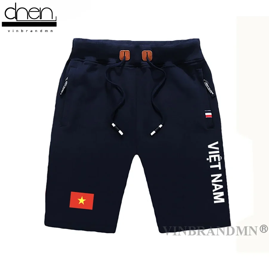 2022 VietNam mens shorts beach new men's board shorts flag workout zipper pocket sweat bodybuilding clothing VietNamese Viet Nam