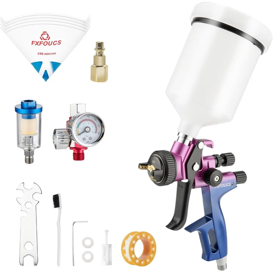 HVLP Spray Gun with 1.3mm Nozzle Car Paint Gun Premium Tool Kit Perfect for a Wide Range of Applications Including Car Automoti