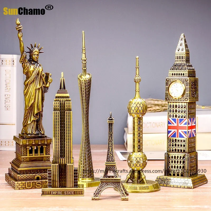 World Famous Tower Landmark Building Metal Model of Big Ben Birthday Gift Ornaments Home Decoration Accessories Statue