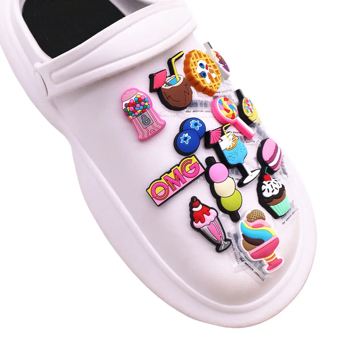 1Pc 3D Sweet Dessert Clog Charms Candy Kawaii Cute Yummy Bakery Icecream Waffle Cupcake Trendy Hole Shoes Accessories Decor Gift
