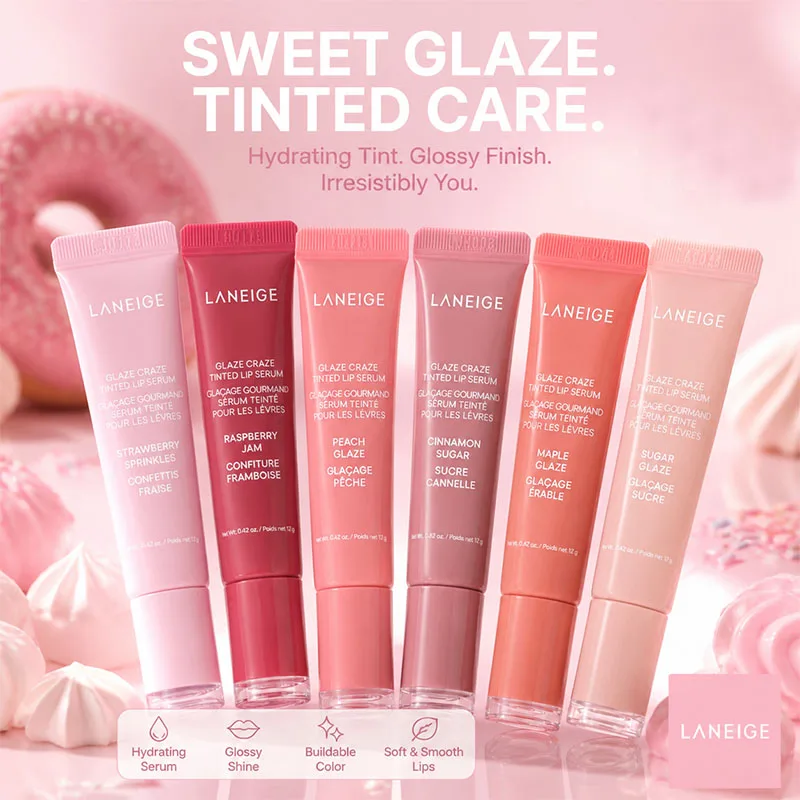 Bálsamo Labial Laneige Lip Gloss Donut, Ligero, Hidratante, Nutritivo, Reparador, Mejora las Líneas de Expresión y la Sequedad, Crea un Aspecto Natural