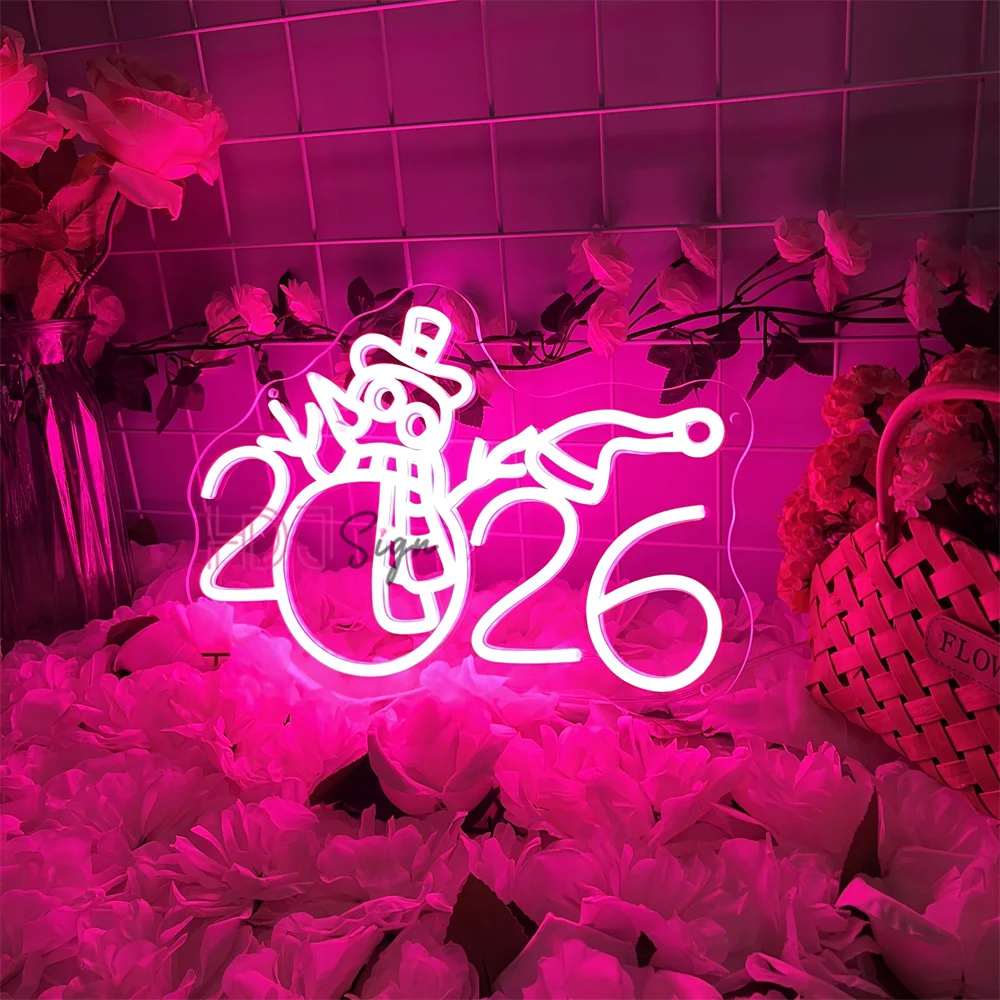 2026 سنة جديدة سعيدة Led النيون علامات ثلج الرموز لغرفة ديكور المنزل حفلات السنة الجديدة النوادي الديكور أضواء النيون الهدايا #5