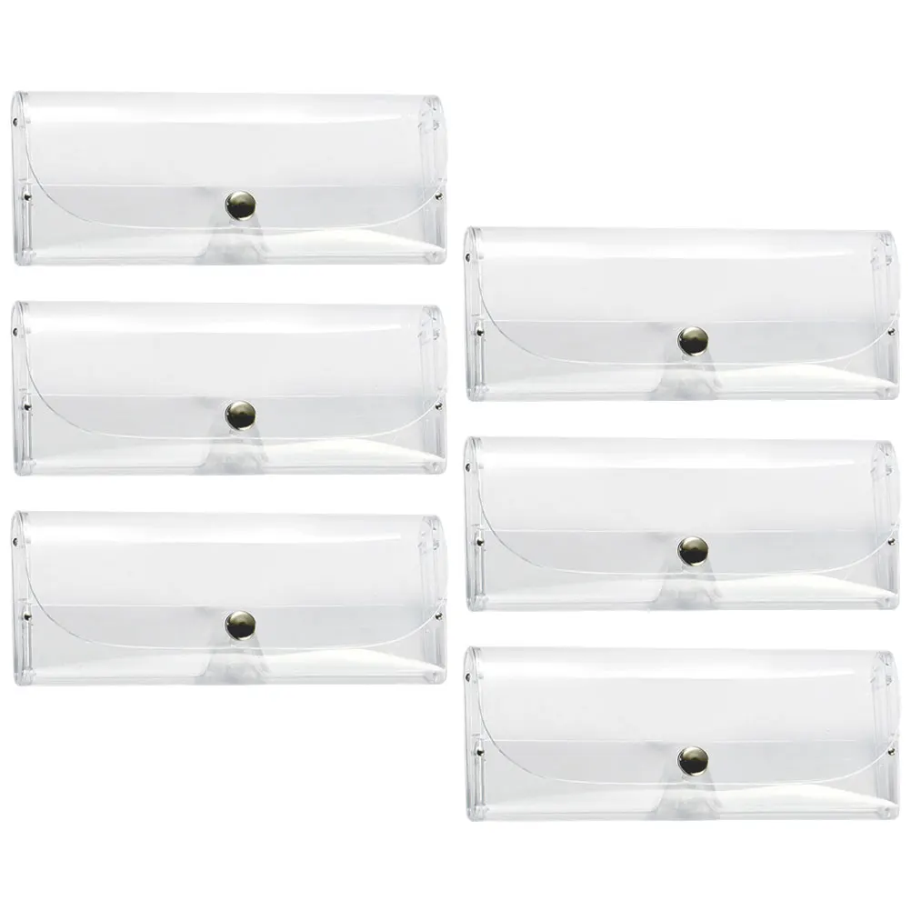 

6pcs Glasses Storage Box Clear Eyeglasses Case Portable Sunglasses Organizer Travel Women Anti Pressure Pouch PC Material