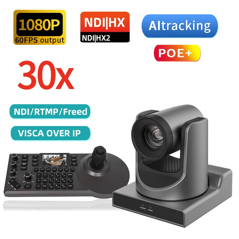 

1080P60fps 30X NDI PTZ Camera Ultra Long Focus Camera with AI Tracking Function, Suitable for Churches and Places of Worship